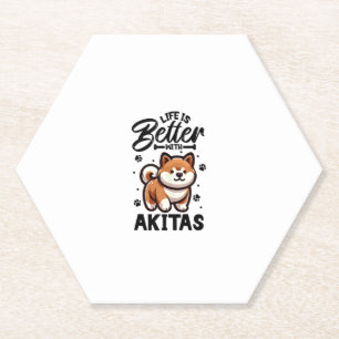 Best life with Akita Paper Coaster