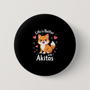 Best life with Akita Tank Top 6 Cm Round Badge