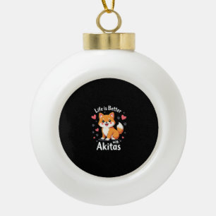 Best life with Akita Tank Top Ceramic Ball Christmas Ornament