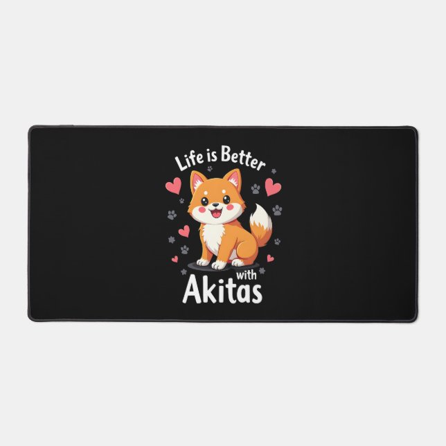 Best life with Akita Tank Top Desk Mat (Front)