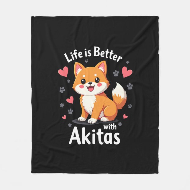 Best life with Akita Tank Top Fleece Blanket (Front)