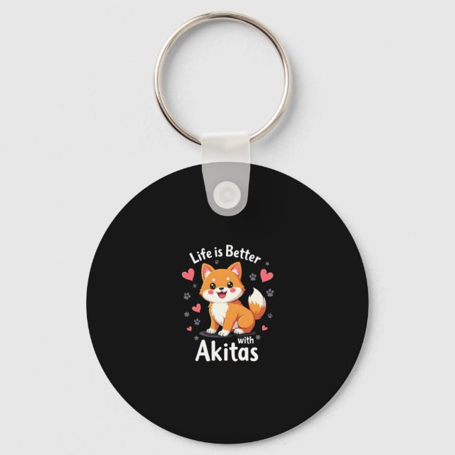 Best life with Akita Tank Top Key Ring (Front)