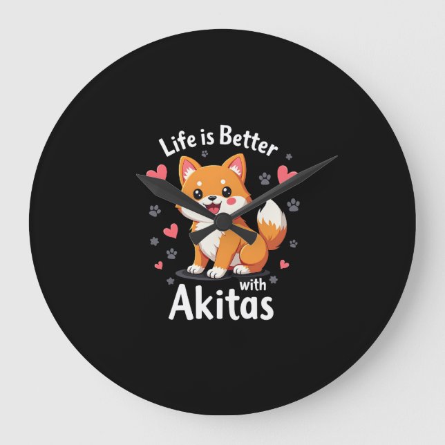 Best life with Akita Tank Top Large Clock (Front)