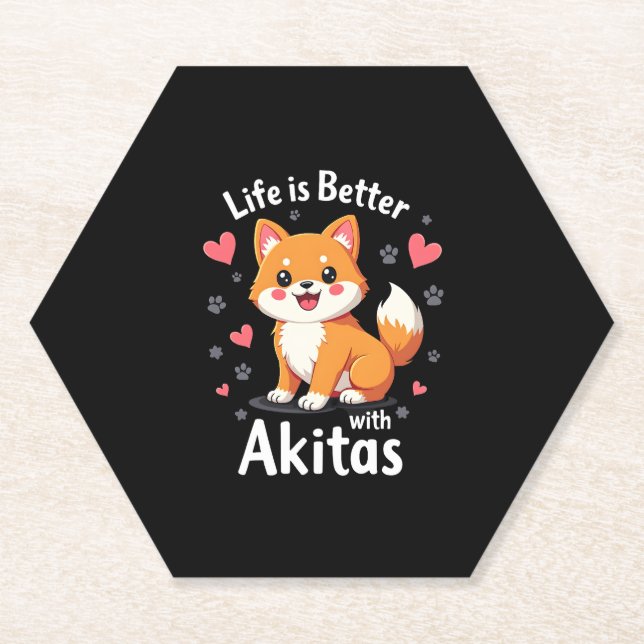 Best life with Akita Tank Top Paper Coaster (Front)