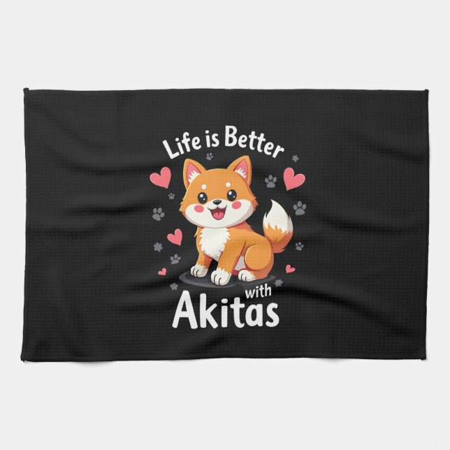Best life with Akita Tank Top Tea Towel (Horizontal)