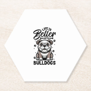 Best life with Bulldog Paper Coaster