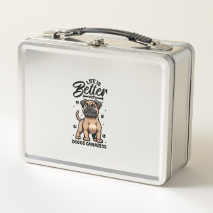 Best life with Dogo Canario Metal Lunch Box