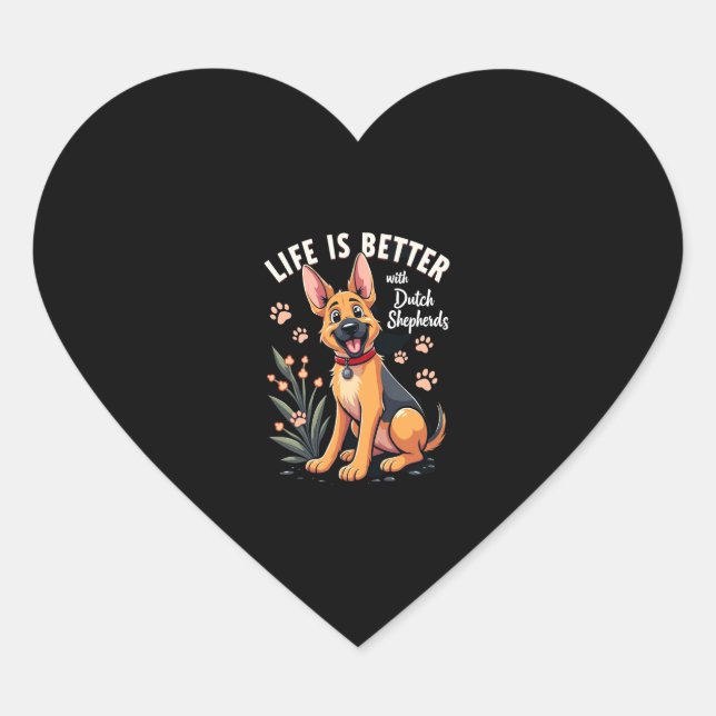Best life with Dutch Shepherd Tank Top Heart Sticker (Front)