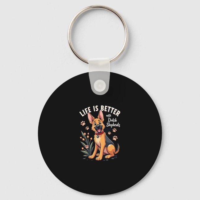 Best life with Dutch Shepherd Tank Top Key Ring (Front)