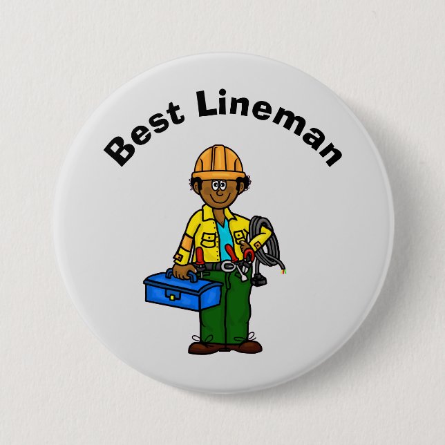 Best Lineman Button - Tanned Male or Black African (Front)