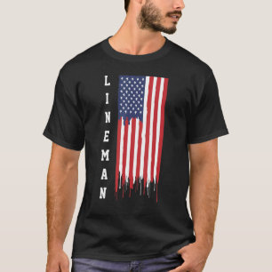 Best Lineman Mum Ever Flag Usa T-Shirt