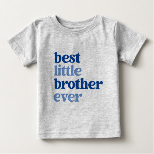 Best Little Brother Ever Grey with Blue Text Boy Baby T-Shirt