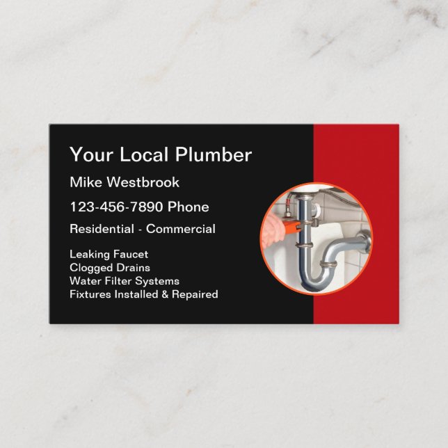 Best Local Plumbing Service Business Cards (Front)