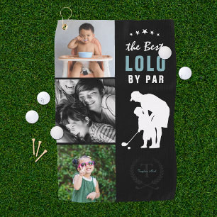 Best Lolo By Par   Monogram Photo Collage Golf Towel