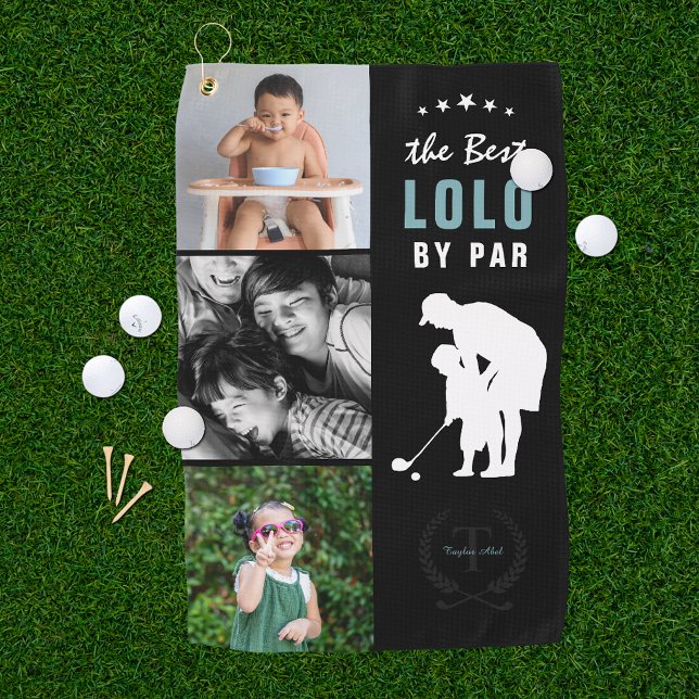 Best Lolo By Par | Monogram Photo Collage Golf Towel (Creator Uploaded)