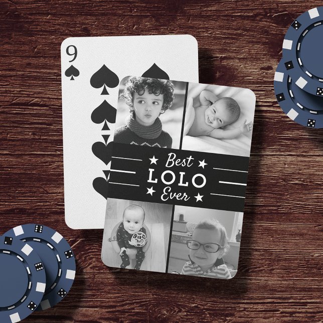 Best Lolo Ever | Grandchildren Photo Collage Playing Cards (Creator Uploaded)