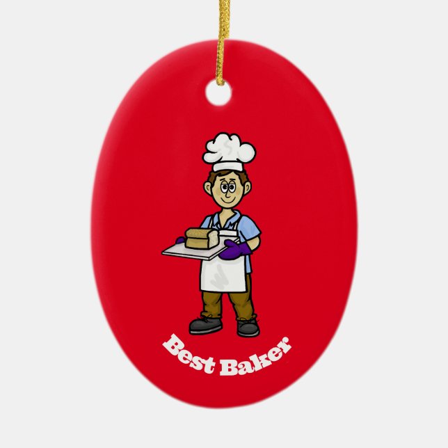 Best Male Baker Christmas Ornament (Front)