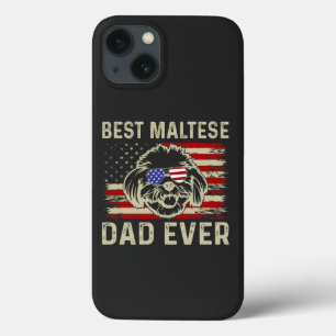 Best Maltese Dad Ever: Patriotic USA Maltese Dog iPhone 13 Case