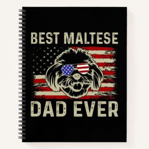 Best Maltese Dad Ever: Patriotic USA Maltese Dog Notebook