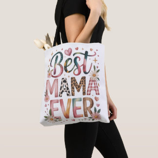 Best Mama Ever Boho Floral Tote Bag