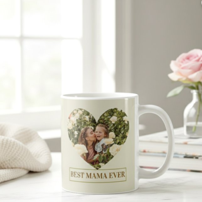 Best Mama Ever Custom Photo Heart Elegant mug  (Creator Uploaded)