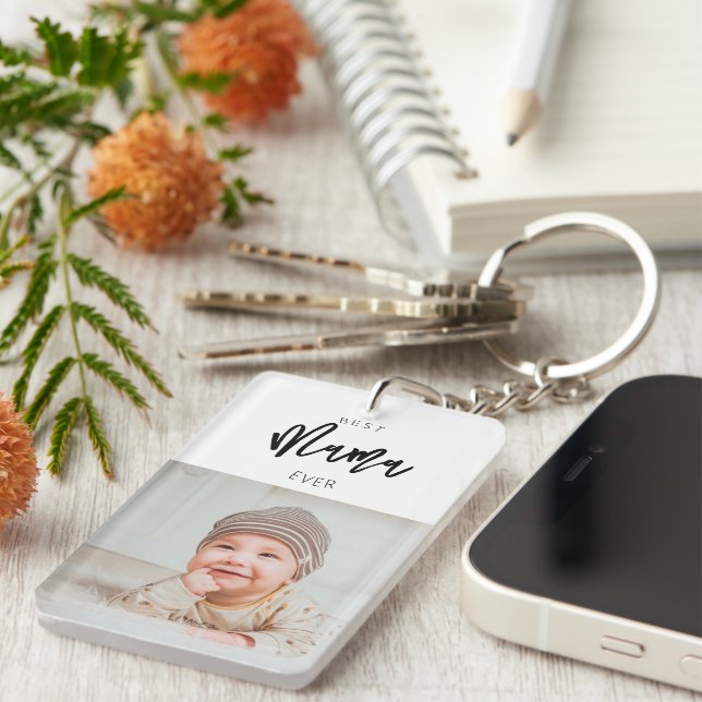 Best Mama Ever Custom Photo Keychain for Mother's  (Front Right)