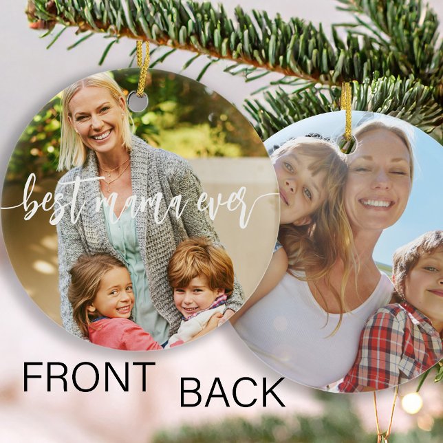 Best mama ever double sided photo keepsake ceramic tree decoration (Creator Uploaded)