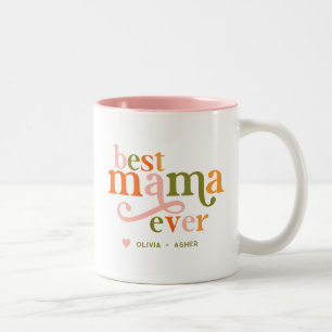 Best Mama Ever Retro Colourful Lettering Two-Tone Coffee Mug