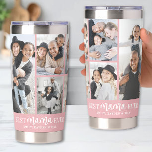 Best Mama Pink Photo Collage Insulated Tumbler