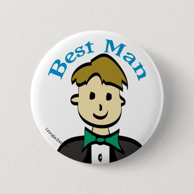 Best Man 6 Cm Round Badge (Front)