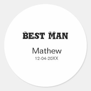 Best man bachelor party add name date simple sdon' classic round sticker