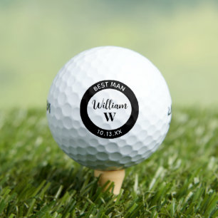Best Man Bachelor Party Modern Typograhpy Favour Golf Balls