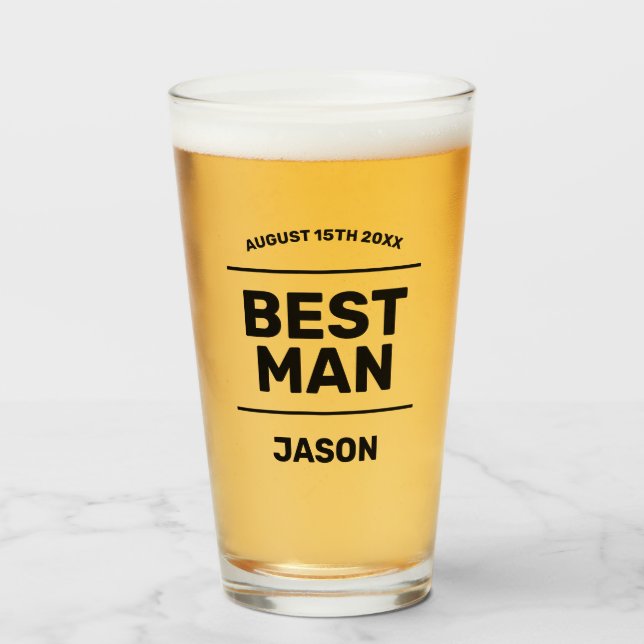 Best Man beer glass gift from groom to groomsman (Front Filled)