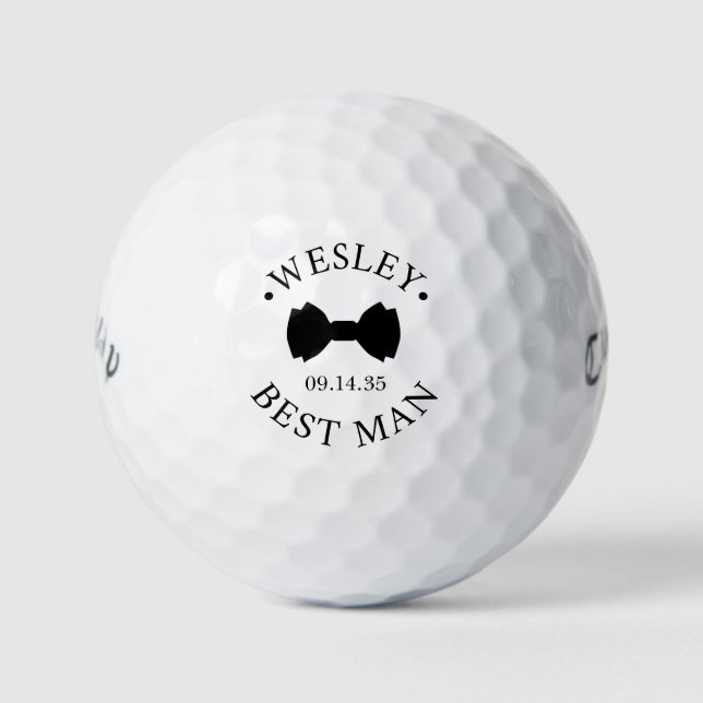 Best Man Black Bow Tie Golf Balls (Front)