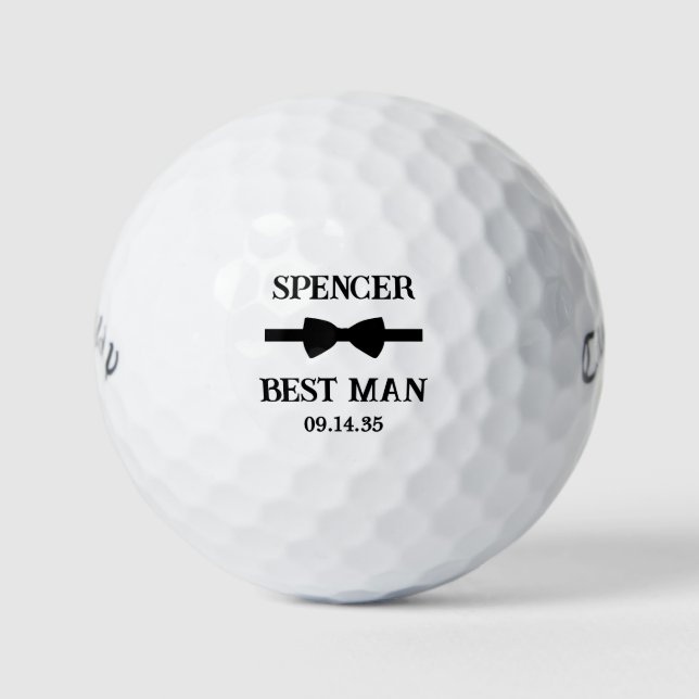 Best Man Black Bow Tie Golf Balls (Front)