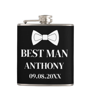 Best Man Black Elegant Modern Gifts Wedding Hip Flask