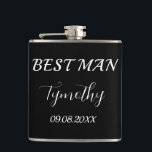 Best Man Black Elegant Simple Gifts Wedding Hip Flask<br><div class="desc">Modern,  elegant,  masculine,  black and white best man flask. Perfect for Wedding favours. You can personalise it with your name and date.</div>