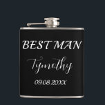 Best Man Black Elegant Simple Gifts Wedding Hip Flask<br><div class="desc">Modern,  elegant,  masculine,  black and white best man flask. Perfect for Wedding favours. You can personalise it with your name and date.</div>