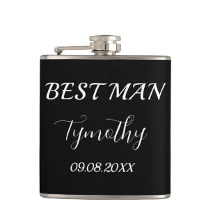 Best Man Black Elegant Simple Gifts Wedding Hip Flask