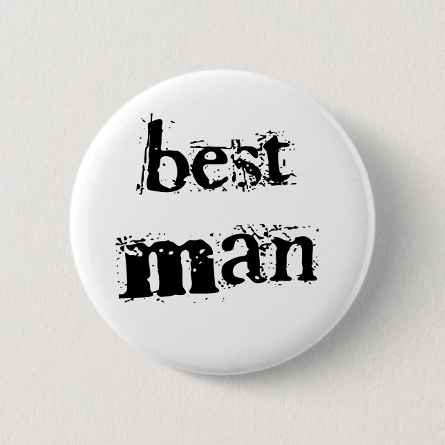 Best Man Black Text 6 Cm Round Badge (Front)