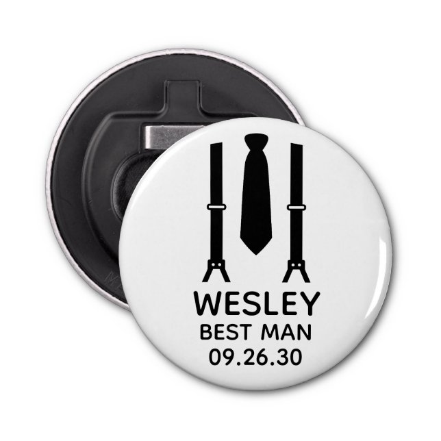 Best Man Black Tie Bottle Opener (Front)