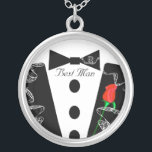 Best Man Black Tie Necklace<br><div class="desc">Keepsake Necklaces Choose either Silver Plated Gold Finish or Sterling Silver Unique Personalised Custom !st Christmas Gift Wedding Keepsake Wedding Party Necklaces - to change background colour - click customise - click edit - choose last tool in drop down menu and choose from one of the colours shown or enter...</div>