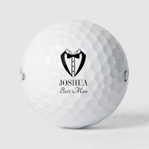 Best Man Black Tuxedo With Bow Tie Golf Balls