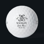 Best Man Black Wedding Rings Golf Balls<br><div class="desc">These golf balls are a great favor for the best man in your wedding party. They feature a pair of wedding rings topped with an elegant bow in black. With a first name in a traditional CAP font and the job best man in a coordinating script font also in black...</div>