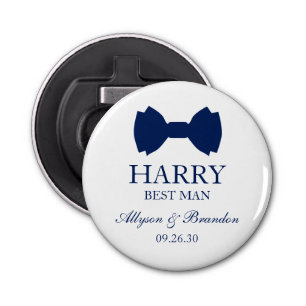 Best Man Blue Bow Tie Bottle Opener