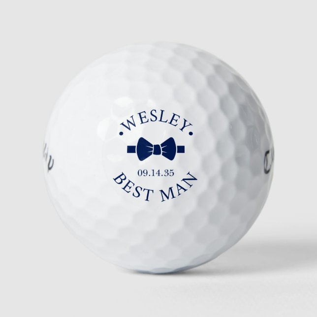 Best Man Blue Bow Tie Golf Balls (Front)