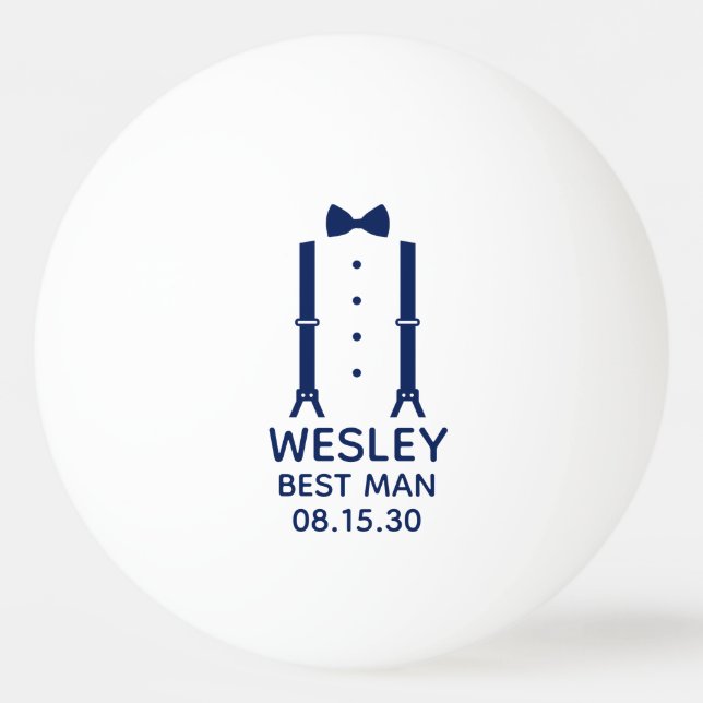 Best Man Blue Bow Tie Ping Pong Ball (Front)