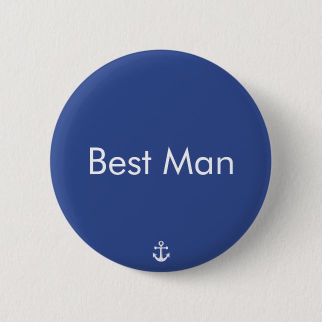 Best Man Blue Nautical Wedding Buttons (Front)