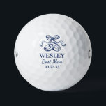 Best Man Blue Wedding Rings Golf Balls<br><div class="desc">These golf balls are a great favor for the best man in your wedding party. They feature a pair of wedding rings topped with an elegant bow in blue. With a first name in a traditional CAP font and the job best man in a coordinating script font also in blue...</div>