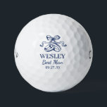 Best Man Blue Wedding Rings Golf Balls<br><div class="desc">These golf balls are a great favor for the best man in your wedding party. They feature a pair of wedding rings topped with an elegant bow in blue. With a first name in a traditional CAP font and the job best man in a coordinating script font also in blue...</div>